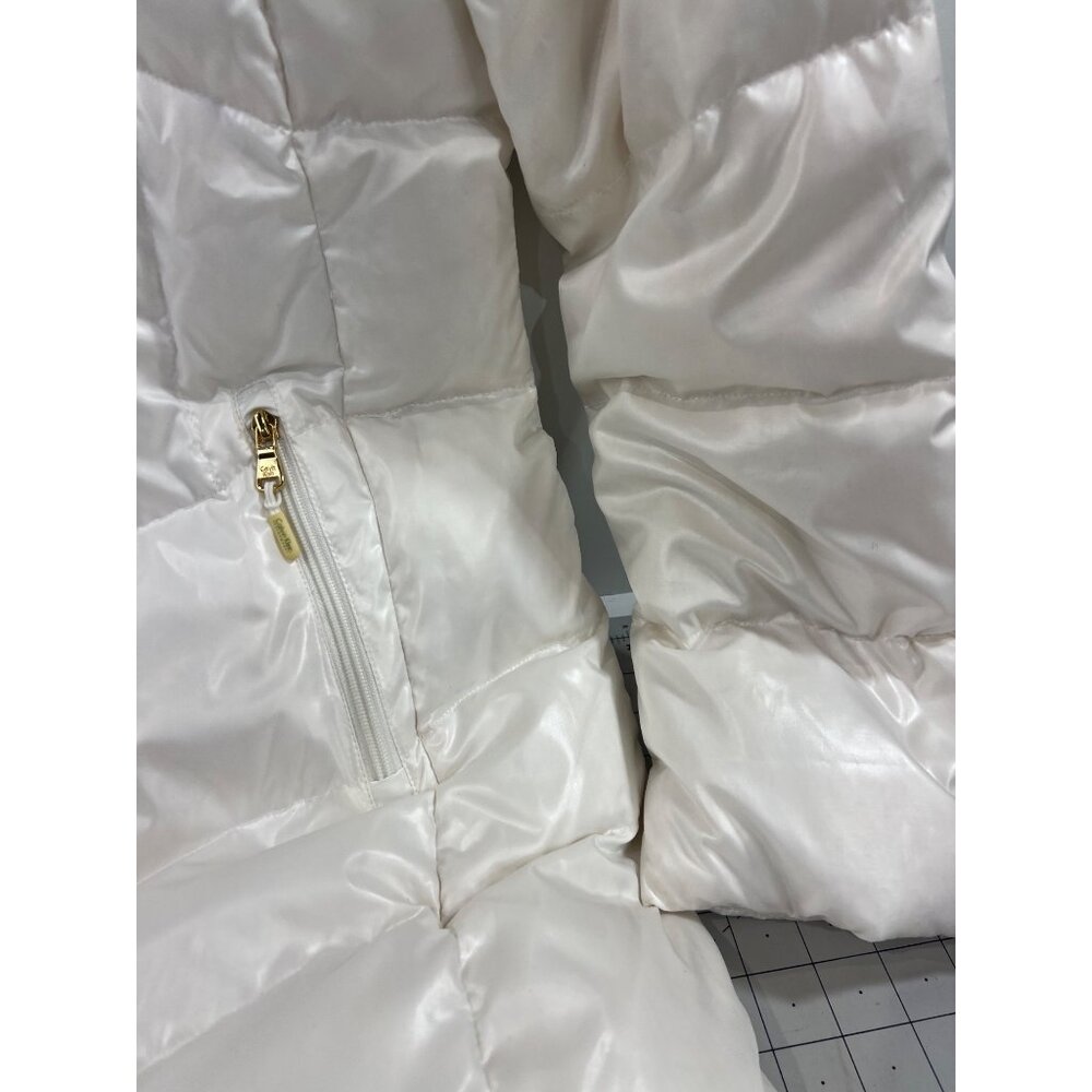 Calvin Klein White Puffer Jacket Down Fill Hidden Hood Women's Size M ~~minty~~ - Picture 3 of 16